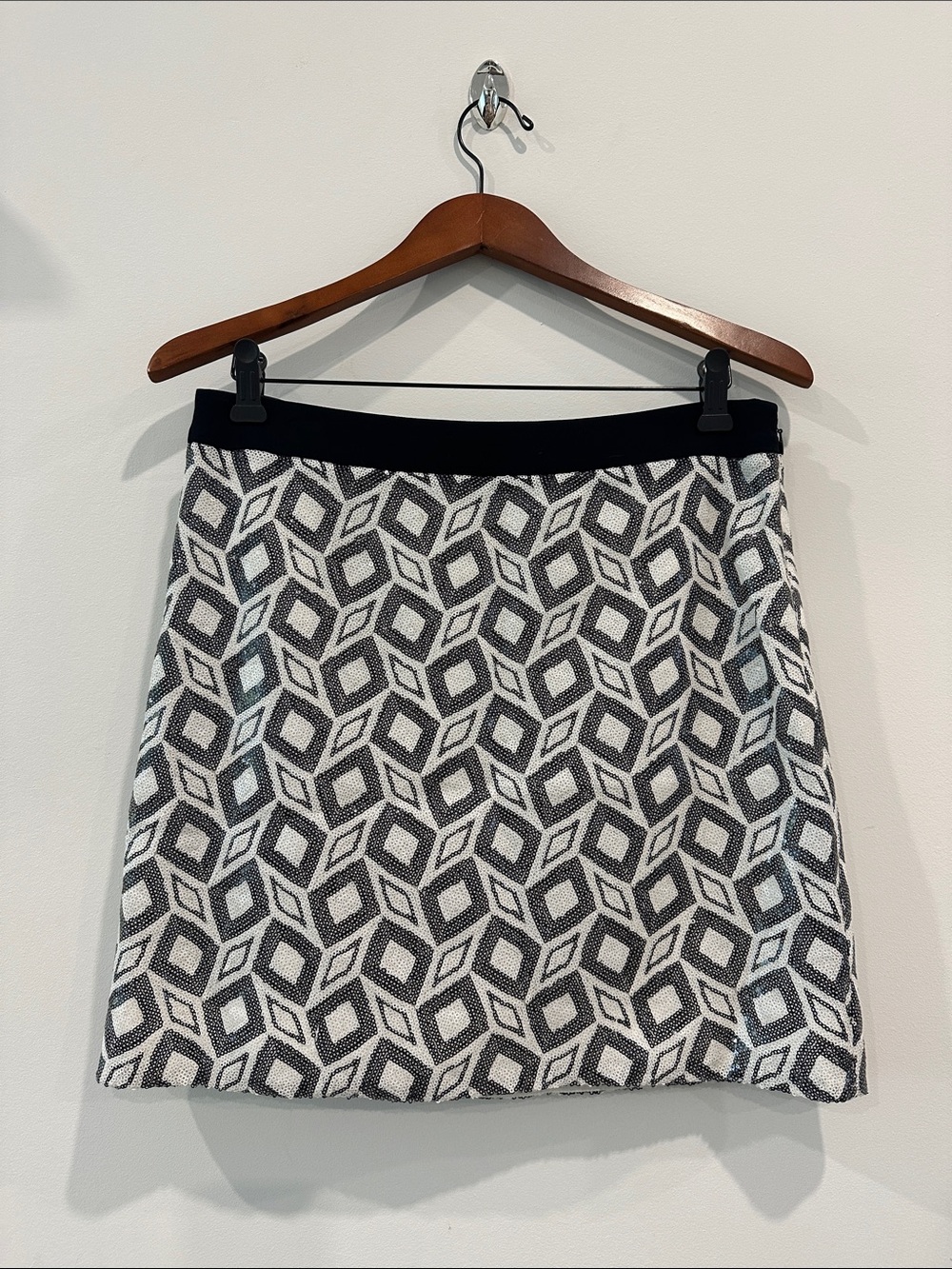 Banana Republic Black and White Geometric Mini Skirt